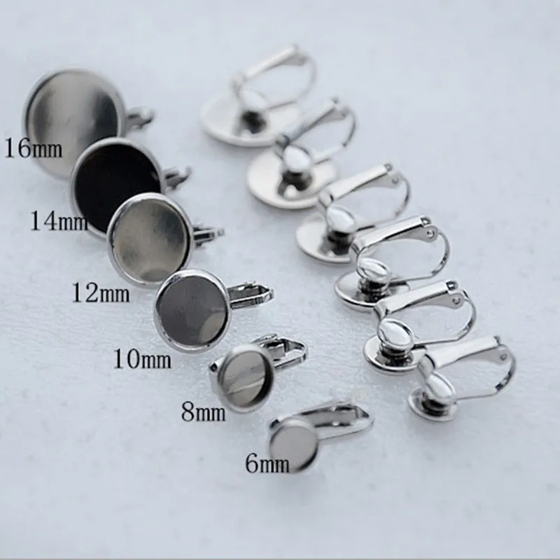 

10pcs Stainless Steel French Lever Back Earrings Blank Base Settings Fit 6mm 12mm 30mm Glass Cabochons Gems Buttons DIY Jewelry