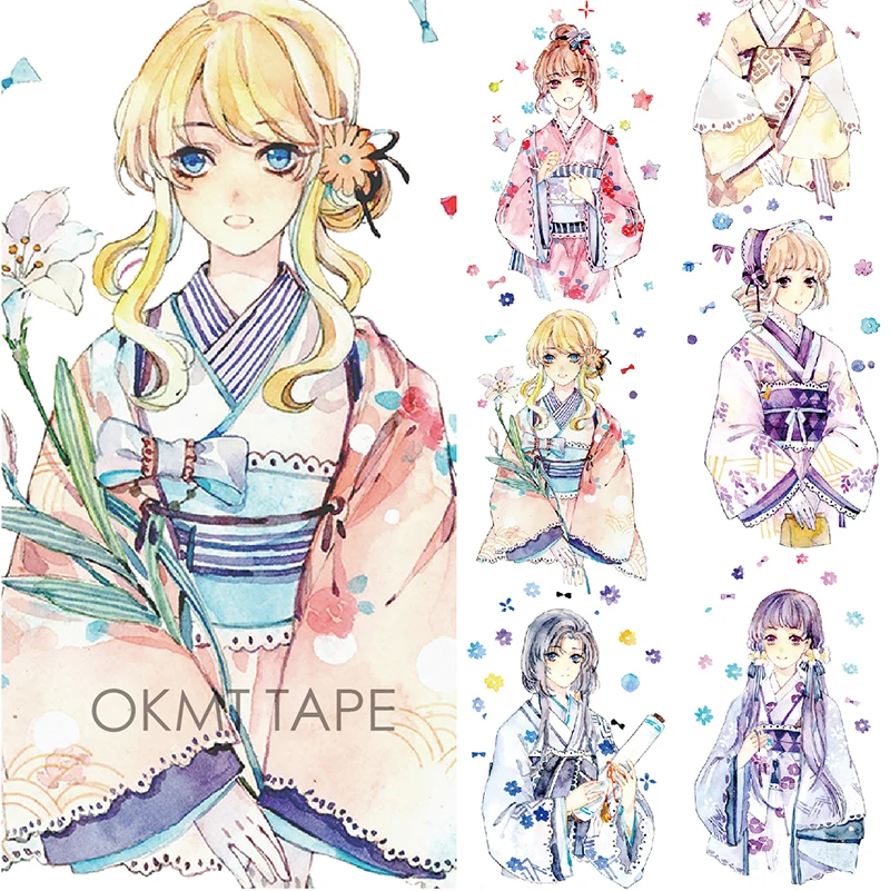 Kimono Japanese Girl Washi Tape Paper Decorative Adhesive Tape Masking