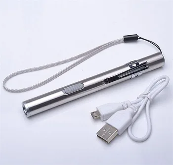 

Mini Aluminium Alloy Waterproof LED USB Chargeable Flashlight Powerful Rechargeable Torch Keychain Pen Flashlight