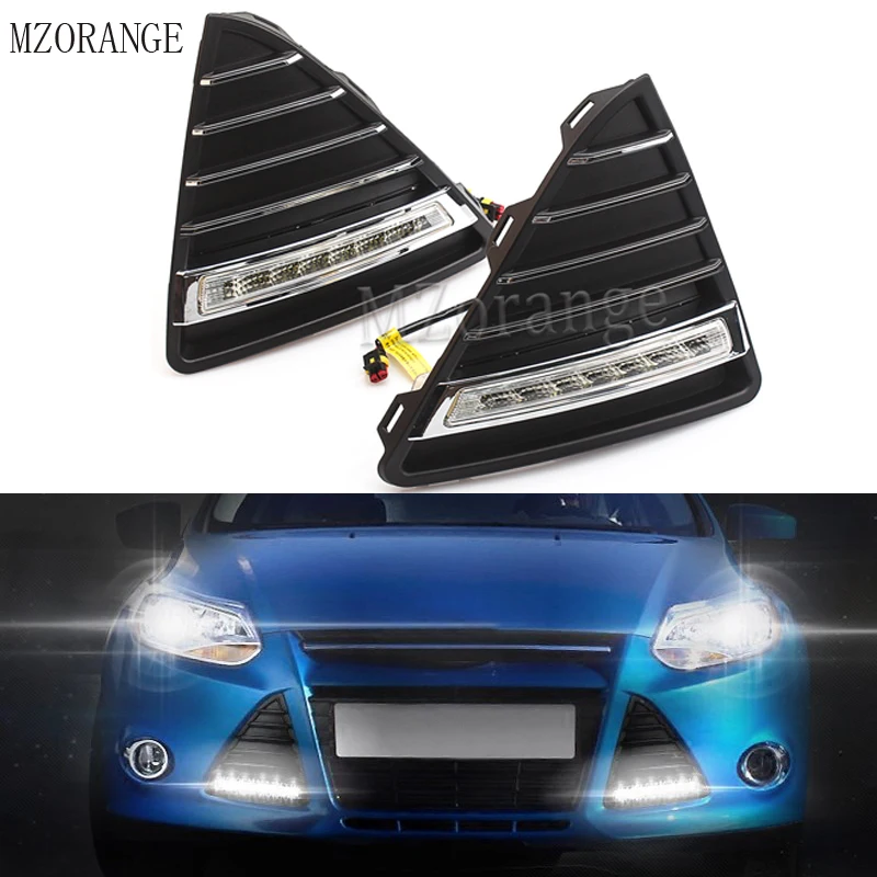 

MZORANGE 1set For Ford Focus 3 2012 2013 2014 2015 Car Styling AUTO DRL Daylight Car Daytime Running Lights Set With Fog Lamp