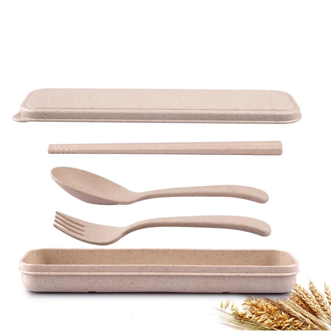 

Portable 1 set Fork Wheat Straw Travel School Children Tableware Picnic Cutlery Set Dinnerware