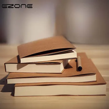 

EZONE Creative Notebook Simple Brown/Beige Paper Blank Pages Sketch Note Book Traveler Journey Notepad School Office Supplies