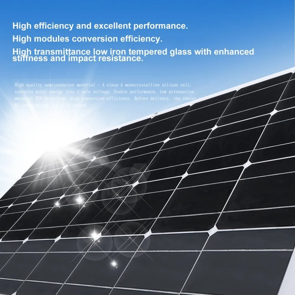 

130W Monocrystalline Silicon Solar Power System Module Solar Panel 18V Battery Charging For Off Grid RV Boat 2018 NEW