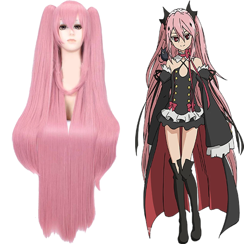 New Arrive 100cm Seraph of the end Krul Tepes pink long straight synthetic cos wig