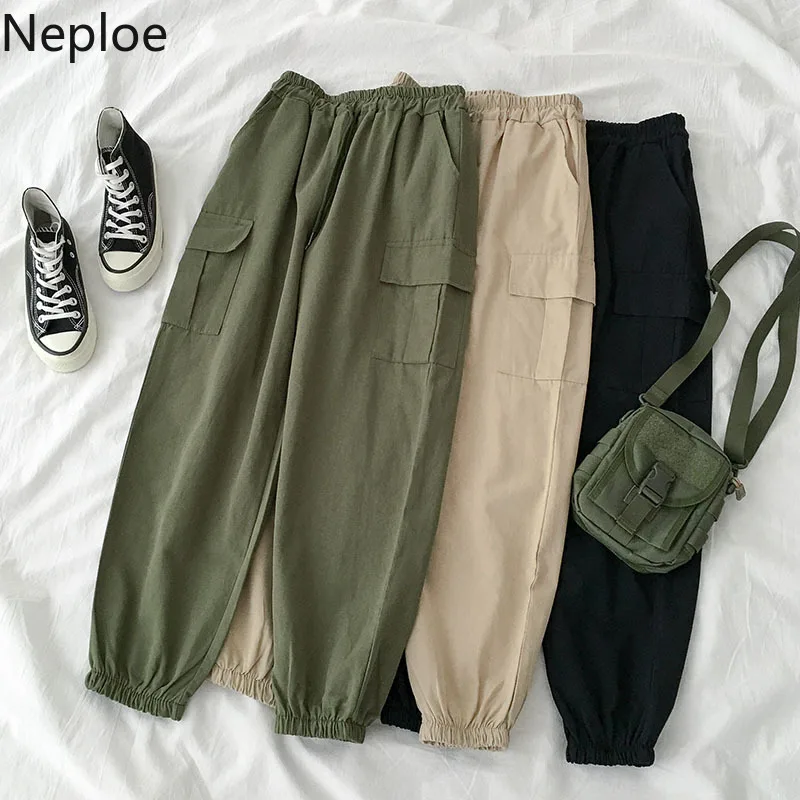 Neploe/новые женские штаны в стиле Харадзюку однотонные высокие восковые накладные