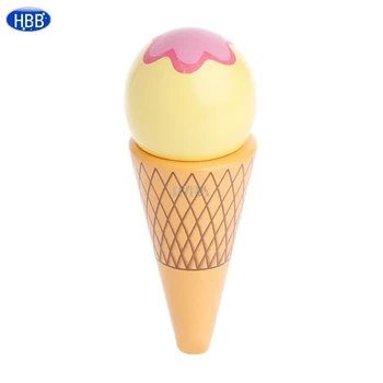 

Magnetic Ice cream Fruit Food Kids Pretend Role Play KitchenWooden Toy Cutting Set Child Gifts color random