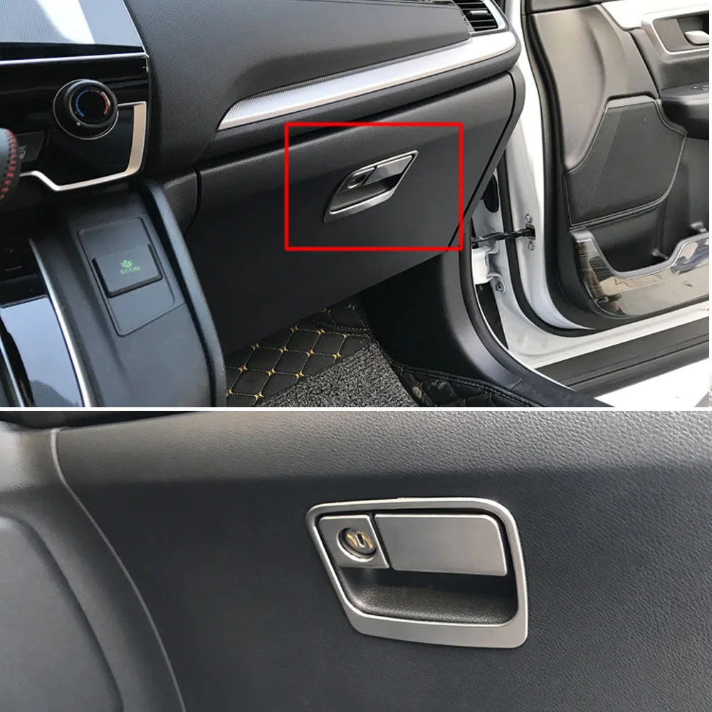 For 2017 Honda CRV CR-V Matte Car Interior Decoration Passenger Side Storage Box Door Handle Cover Decorative Trim (6)