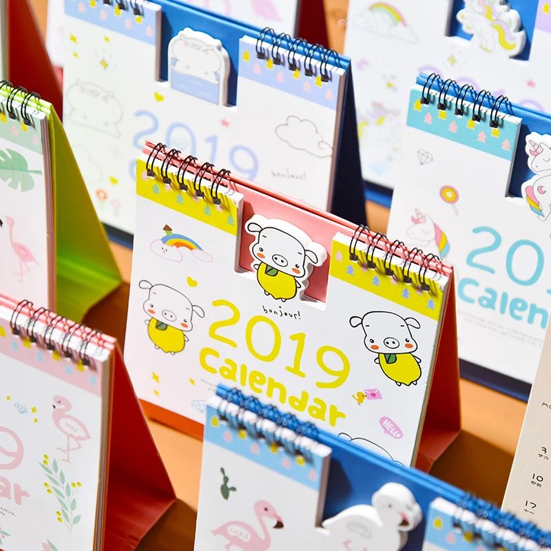 2019 Новый кавайный мультяшный свинка календарь с изображением фламинго 15*16 см