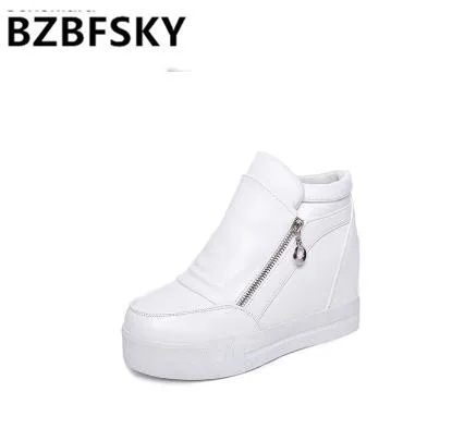 

Hot Sales new spring Autumn silver White Hidden Wedge Heels Casual shoes Women's Elevator High-heels shoes for Women