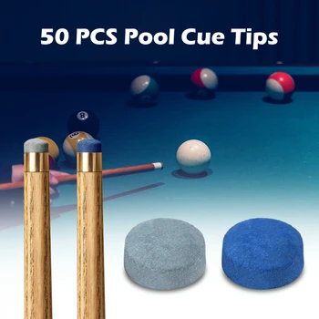 

high quality 50 PCS Pool Cue Tips Billiard Cue Head 9MM / 10MM / 12MM / 13MM Professional Leather billiard accessories blue/grey
