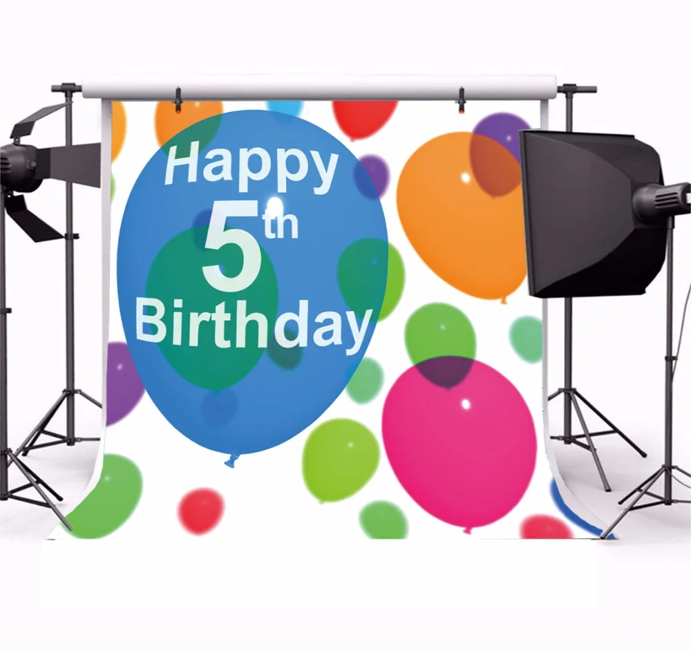 Laeacco Happy 5th Birthday Balloon Decor Children Photography Backgrounds Customized Photographic Backdrops For Photo Studio Laeacco Happy 5th Birthday Balloon Decor Children Photography Backgrounds Customized Photographic Backdrops For Photo Studio