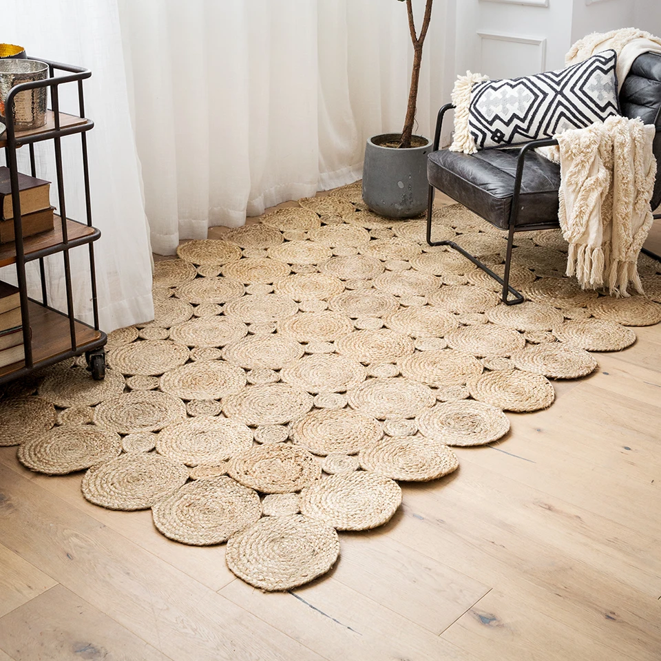 100 Handmade Natural Jute Rug Round Carpet Anti Slip Door And Handmade Natural Jute Rug Round Carpet