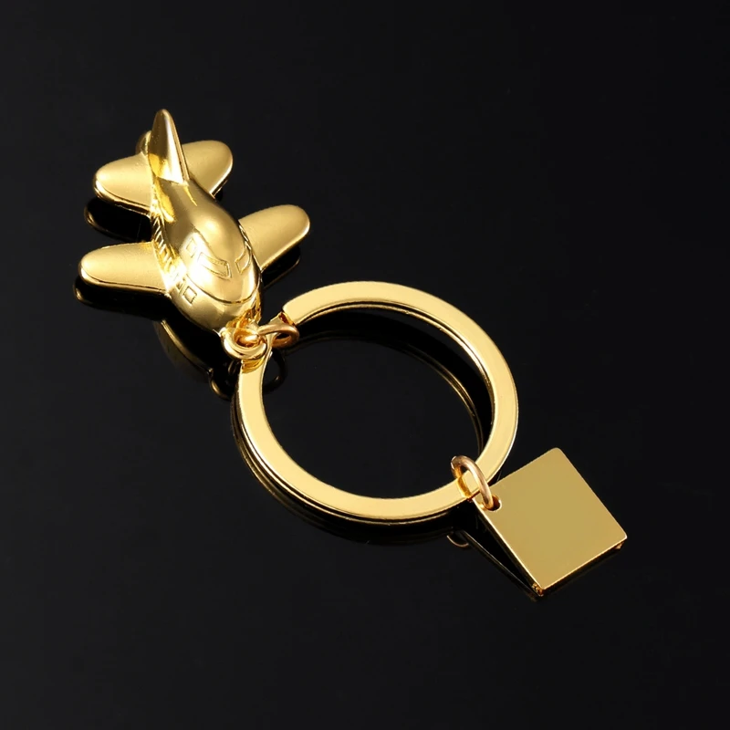 

3D Solid Airplane Keychain Silver 40mm length Gold and silver color