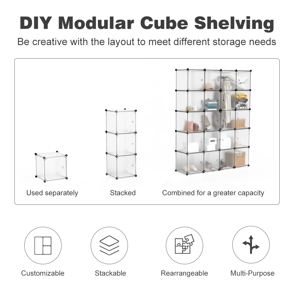 Finether 20-Cube Блокировка модульный органайзер для хранения стеллажи система шкаф для одежды двери для домашней одежды обувь