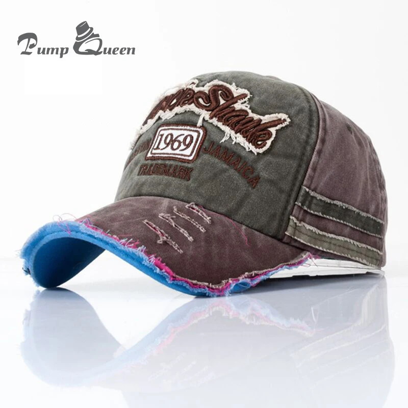 Bomba reina 2018 nueva Washed Denim Snapback sombreros otoño verano carta 1969 hombres béisbol Sunblock Beisbol Casquette Cap