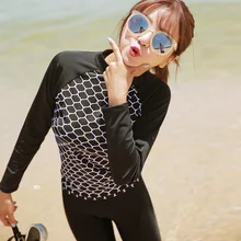 Женский сексуальный купальник в Корейском стиле из трех частей с бюстгальтером бикини с длинными рукавами, пляжная одежда для женщин