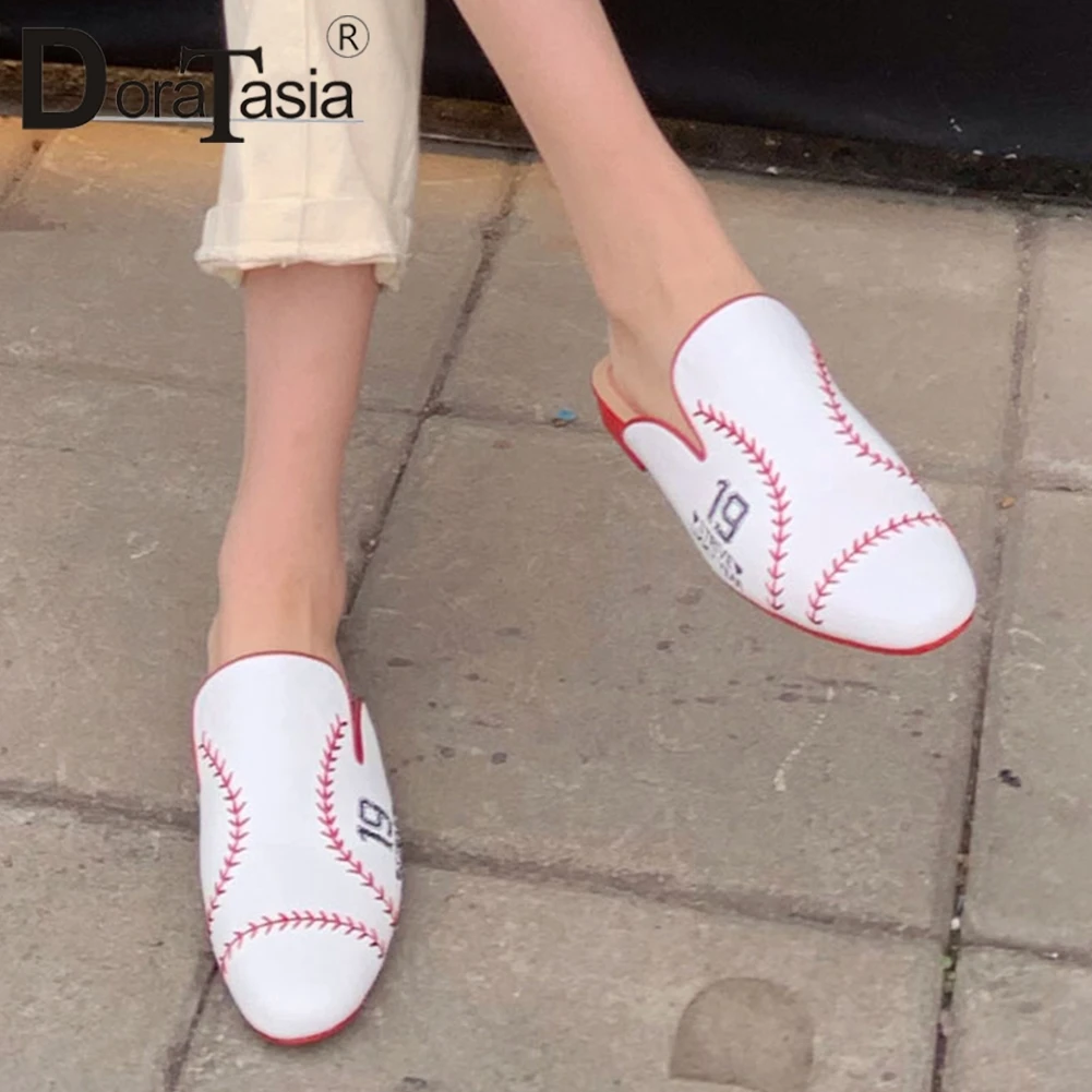 

DORATASIA New Brand Design Fashion Whole Genuine Leather Shoes Slippers Women 33-40 Casual Low Heels Women Slides Shoes Woman