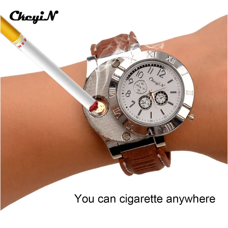 

Mens watches top brand luxury military USB watch casual quartz watch electronic rechargeable USB Charger cigarette lighter 3233