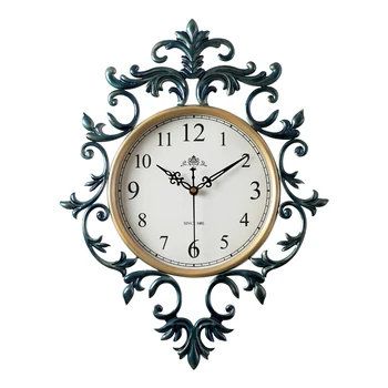 

Blue Luxury Retro Wall Clock Vintage Large European Wall Clocks Living Room Silent Quartz Digital Hollow Wall Clock Klok 52w338