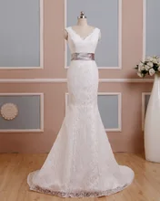 2016 A-Line Ivory Wedding Dresses With Satin Back Bow Rustic Country Wedding Dress Lace 100% Real Image Bridal Ball Gowns ZY3050