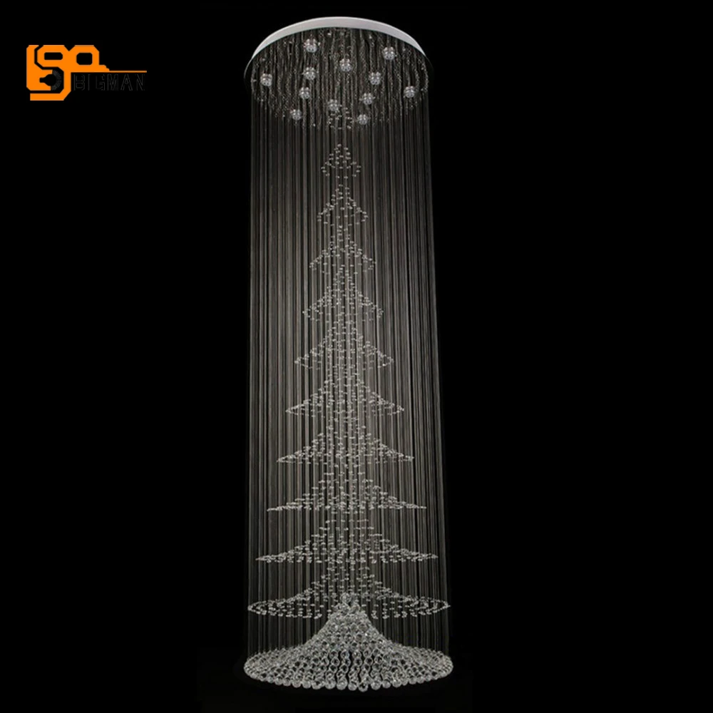 

Free shipping new crystal lamp modern large chandeliers staircase light super market lighting 3 meter long