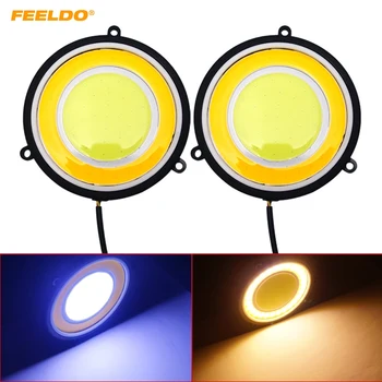 

FEELDO 5Pair Car COB DRL Round 82mm LED Light Car Daytime Running Light White Yellow Turn Light DRL #AM939