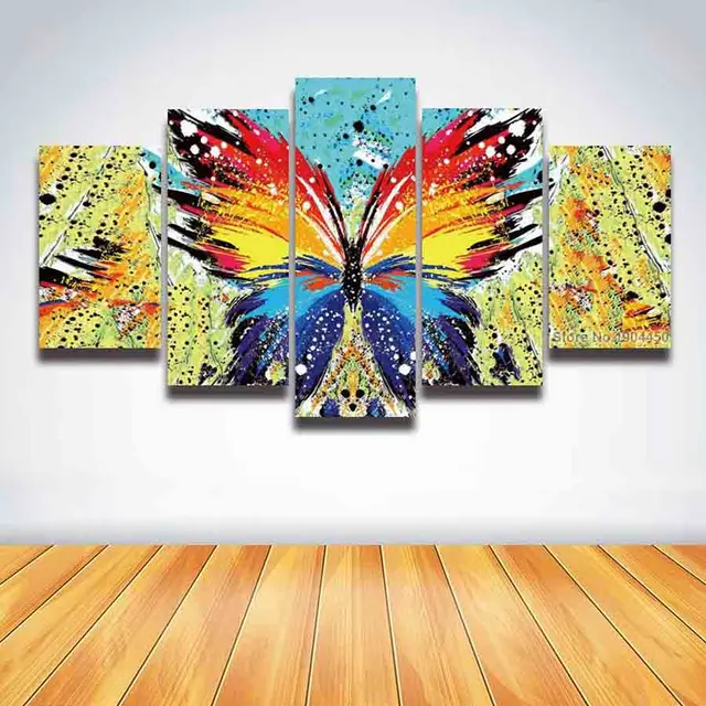 5 panel canvas wall art abstract butterfly wings painting colorful
