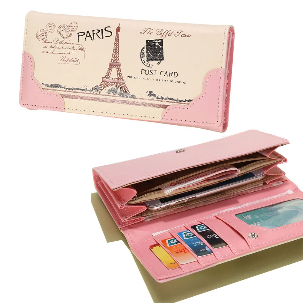 

2017 High quality brand Fashion PU Leather Wallet women long Purse Pink Blue Rose Red Women Wallets portefeuille femme carteira