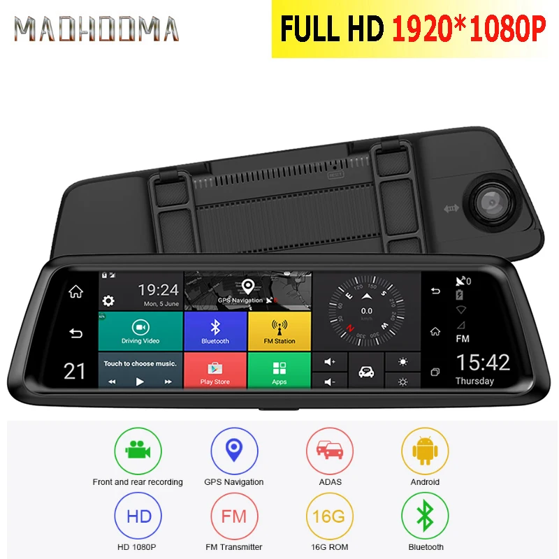 4G Dash Camera 10\ IPS Touch screen Car dvr 1080P Dual Lens Car DVR Camera Auto Bluetooth FM Rearview Mirror Video Recorder