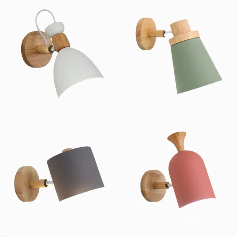 

Led Wall Light Wooden Bedside Wall Lamp Nordic Wall Sconces Modern Night Light For Bedroom Living Room Study Reading E27 85-265V