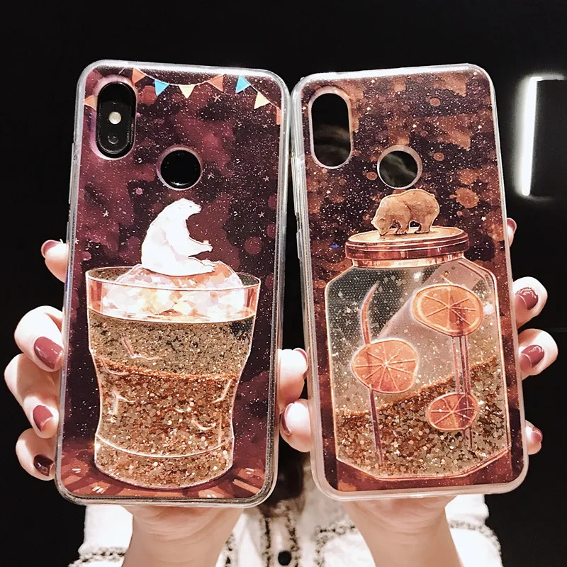 

Luxury Quicksand Case for xiaomi mi 8 9 9se A1 5X A2 6X mix 2S redmi note 4X 5 7 Glitter Dynamic Liquid Back Cover Shell