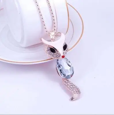 

Fox Choker Necklaces pendants Clothing Accessories Girl Multi Crystal collare Long Sweater Link Chain Women Fashion jewellery