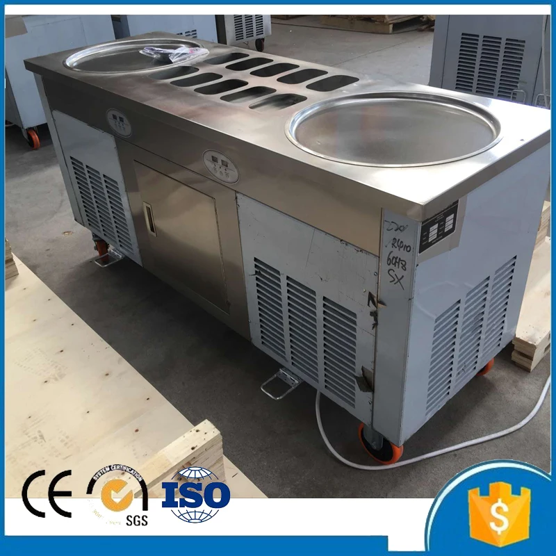 Degree 30 220V 110V 45cm double round pan fried ice cream machine R410a