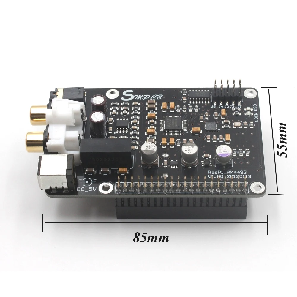 AK4493 декодер ЦАП Плата цифрового вещания сетевой плеер для Raspberry Pi 2B 3B 3B+ декодирование на ies 32 бит 384 кГц DSD128