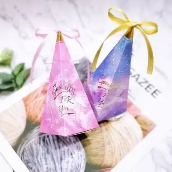 

100Pcs Creative Marble Style Tower Shape Specially for you Wedding Favors Candy Box Bomboniera Party Gift Box Chocolate Boxes