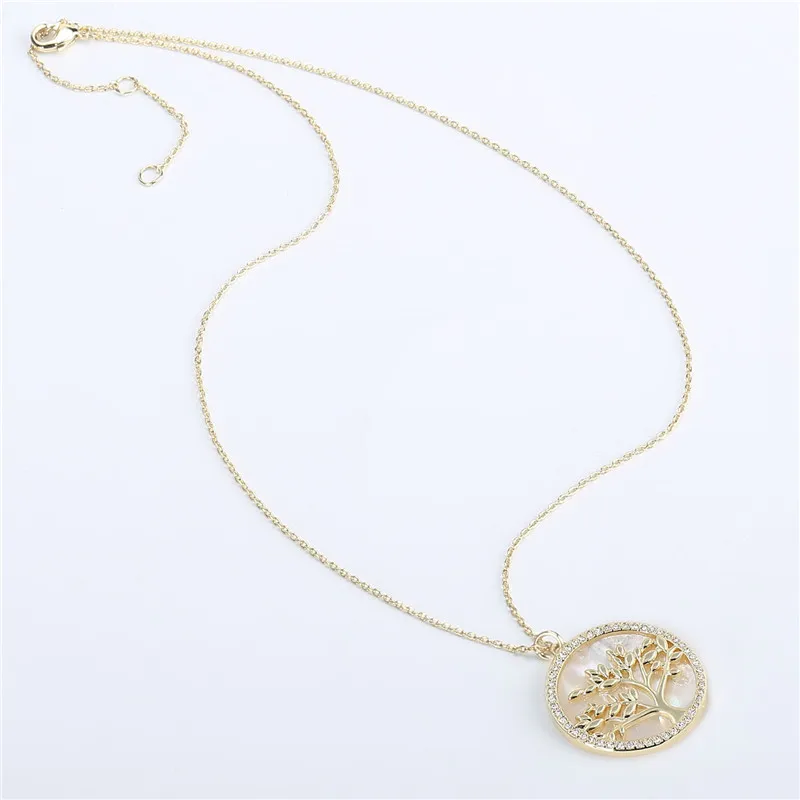 Popular Jewelry Gold Plated Brass CZ Pearl Shell Pendant Necklace Women (2)