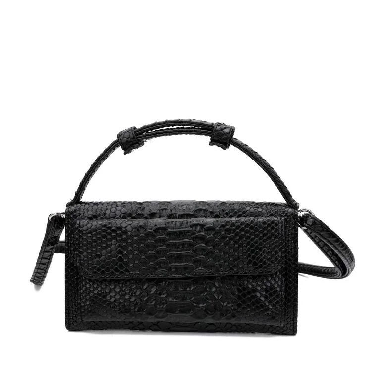 New Style Luxury Handbags For Women Genuine Leather Day Small Clutch One Chain Shoulder Cross-body Bags Crocodile Pattern Purse - Color: Strap black 3