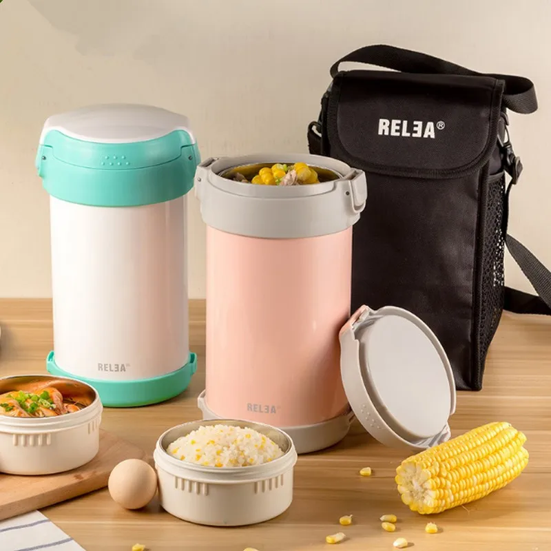

2.2L High Quality Stainless Steel Japanese Thermo Lunch Box 3 Tiers Insulated Lunch Cooler Bag Vacuum Food Container