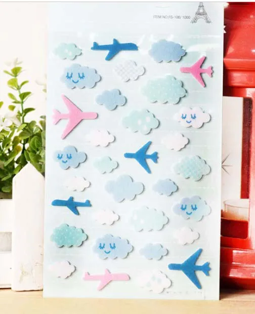 

Pretty Cartoon Cloud & Plane Printed Felt Sticker DIY Nonwoven Felt Fabric