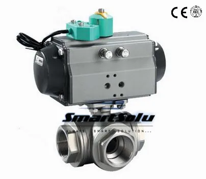 DN32 1 1/" резьба Пневматический 3-ходовой шаровой клапан с двойным действием привод с ceand по ограничению на использование опасных материалов в производстве сертификат