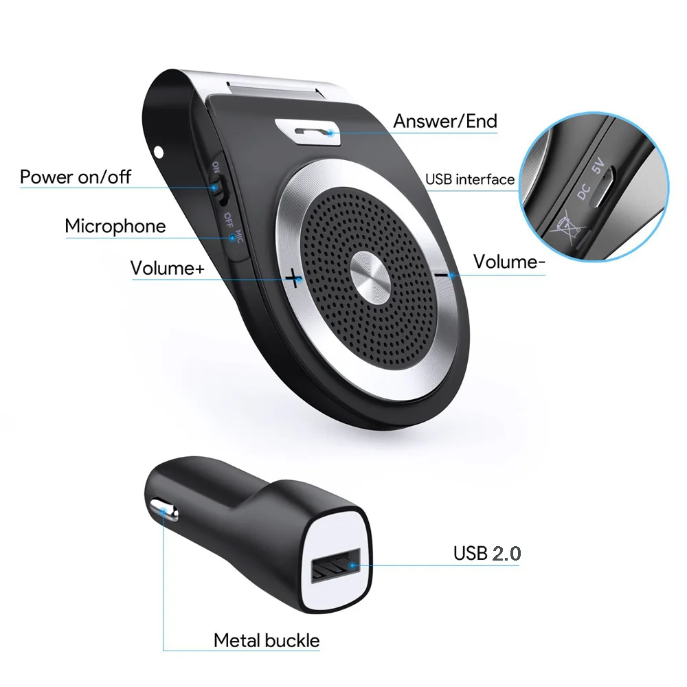 Bluetooth гарнитура для авто громкой связи Шум аннулирования V4.1 приемник автомобиля