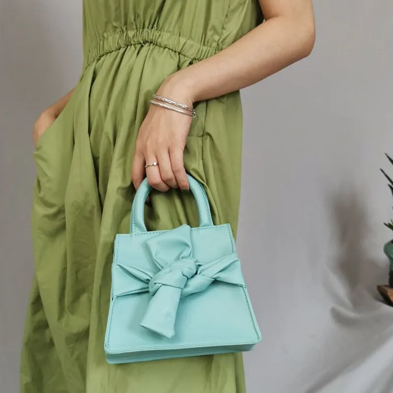 

Elegant Bow Small Square Bags Ladies handbags Luxury Shoulder Bag Female Korean Style Solid Color Messenger Bag Bolsa Feminina