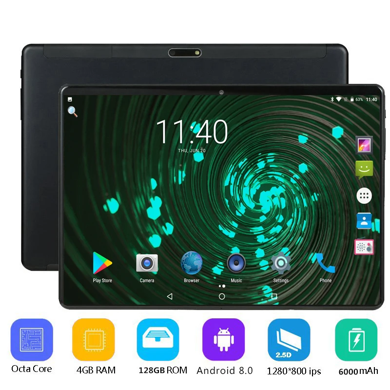 

Cheap 10 inch Octa Core 4G Tablet PC 4GB RAM 128GB ROM Android 8.0 IPS 5.0MP 3G WCDMA Dual Sim Cards 1280*800 IPS 10 inch Tablet