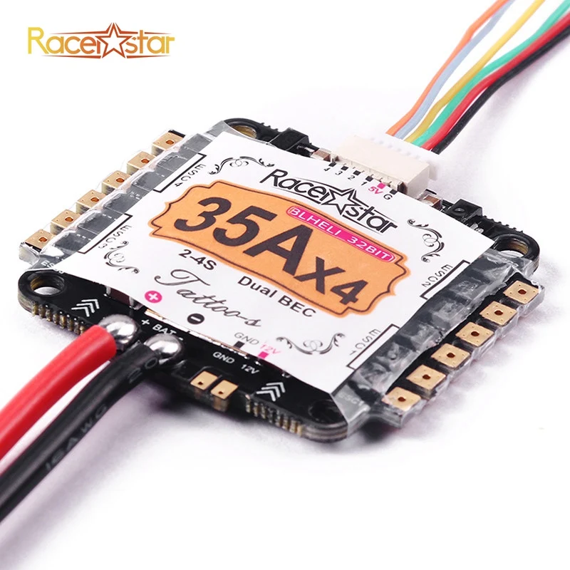 Racerstar Tatto_S 35A 4 In 1 2-4S ST/ARM Blheli_32 Dshot1200 Ready Dual BEC FPV Racing ESC for RC Racing Drone Quadcopter Frame