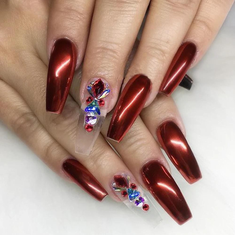 1 Box Nail Glitter Powder Glimmer Dust Wine Red Christmas Design