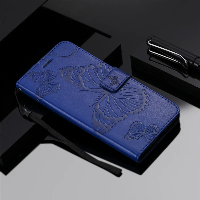 

Leather Flip Case For Huawei Honor 10Lite Cover Phone Bag Embossed 3D Butterfly Case For Huawei P Smart 2019 Case Wallet Book