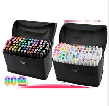 Free Shipping 60 color manga Sketch Marker pen Art Supplies Double tips For Artist Manga Graphic With Storage Bag | Канцтовары для