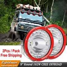 Par Rodada 9 inch 162 W Led Trabalho de Condução de Luz 4×4 Offroad Luzes Para CARRO Truck 4WD 4×4 SUV ATV 12 V 24 V Luzes Externas Com DRL