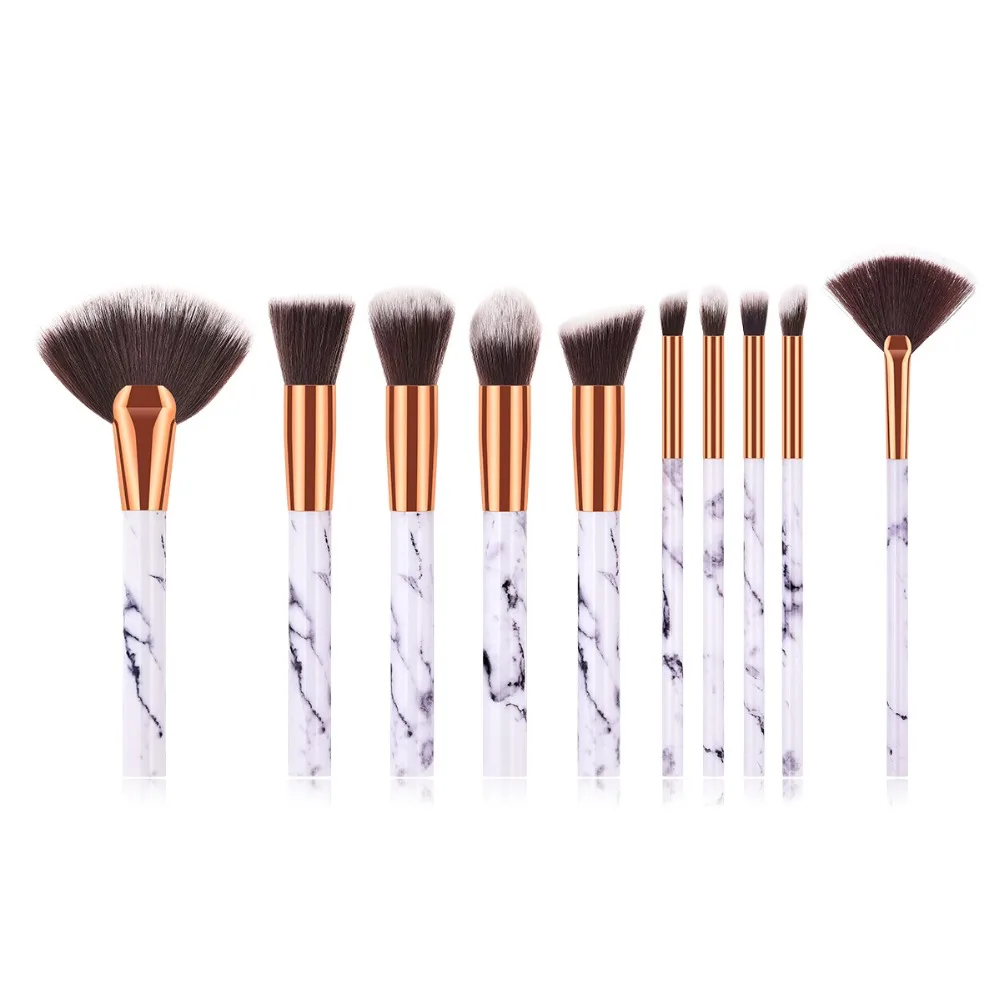 

10Pcs/Set Makeup Brushes Professional Marbling Handle Powder Foundation Eyeshadow Lip Make Up Brush Set Beauty Tools for Women