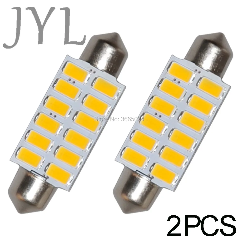 

2PCS 1.72" 42MM 12-5730-SMD Warm White Dome Festoon LED License Plate Light Bulbs
